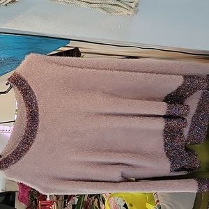 Dusty rose & metallic trim sweater
